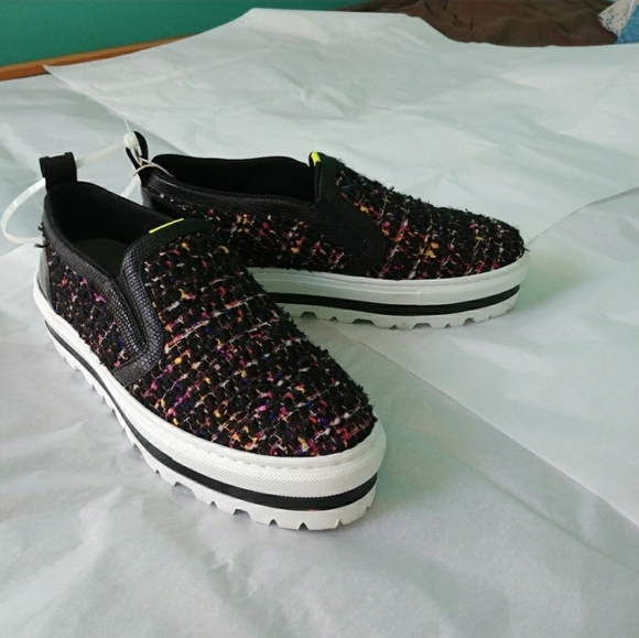 MSGM Tweed platform slip ons - size 9